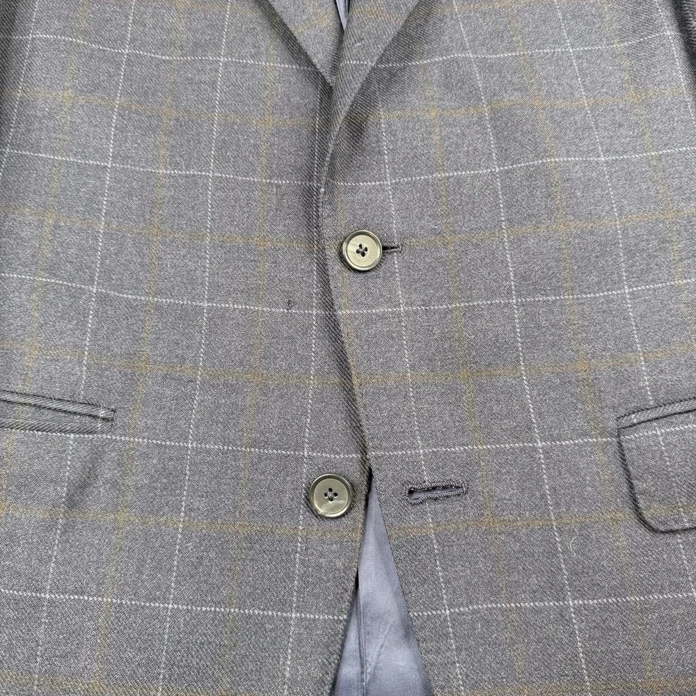 The Andover Shop Windowpane Sports Coat Blazer 2 Button Blue Mens Size 38 Short